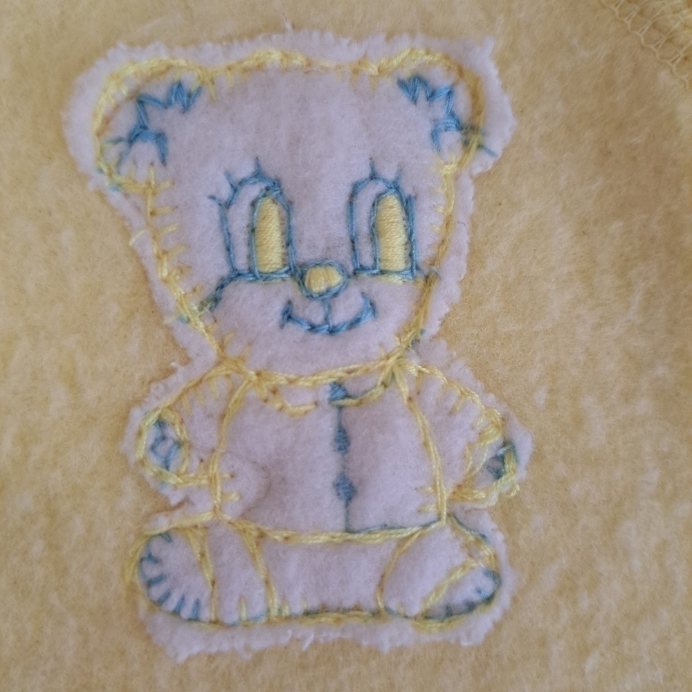 Vtg Fleece One Piece Baby Sleep Sack Yellow Teddy Bear 3-6 Months Collectible - Picture 3 of 8